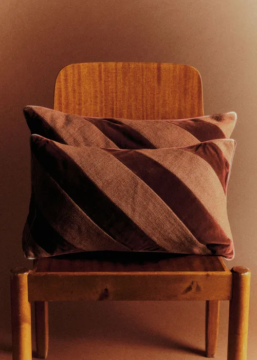 Coussin Toile Lin et Velours - Petit modèle - Terre de sienne — image 5