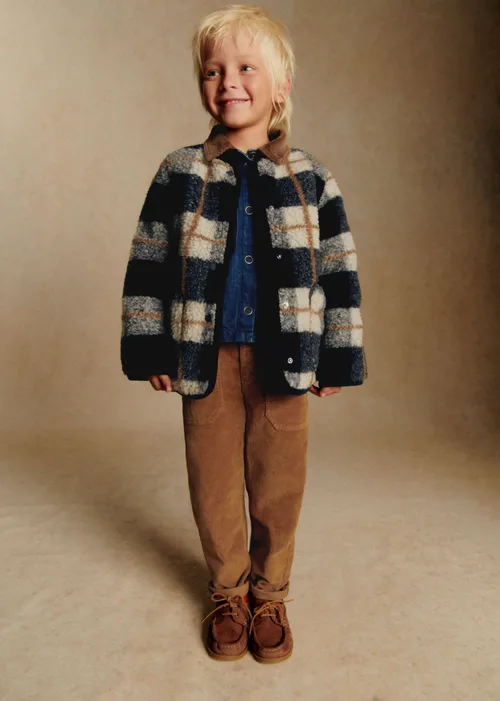 Manteau Sari - Carreaux Bleu et Ecru — image 2