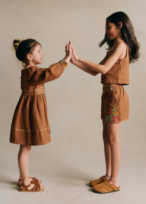 Robe Lisha - Broderie Contrastée Fond Marron — image 6