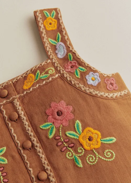 Top Paloma - Broderie Contrastée Fond Marron — image 5