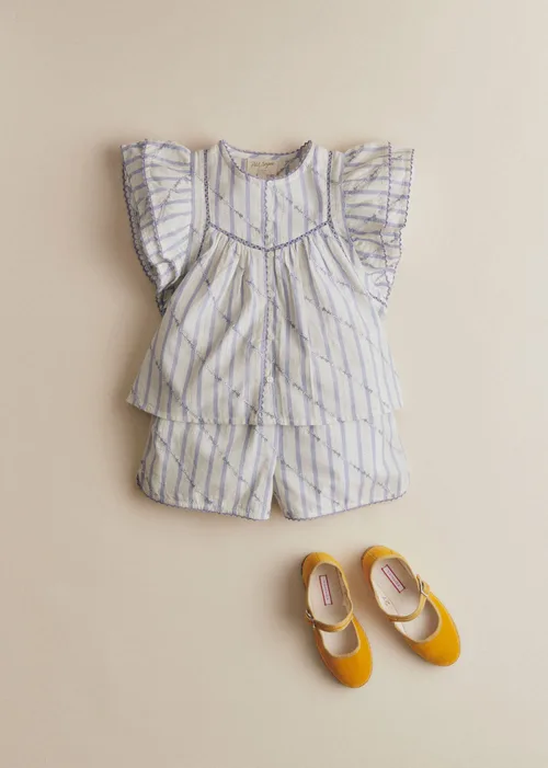 Short Coralie - Rayures Lavande Broderie — image 5