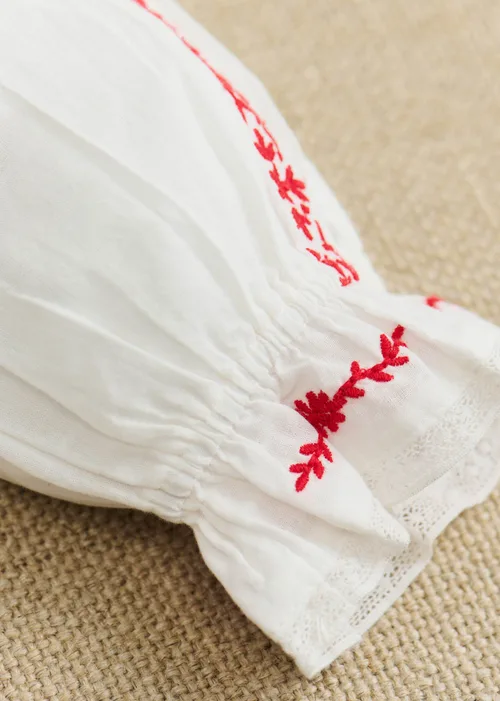Chemise Charlina - Blanc / Broderie Rouge — image 4
