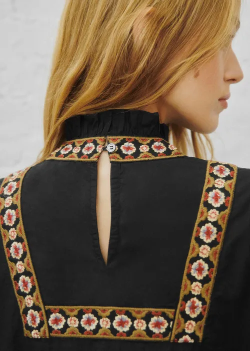 Robe Aliette - Sézane x Sea NY - Broderie Placée Bande Fond Noir — image 5