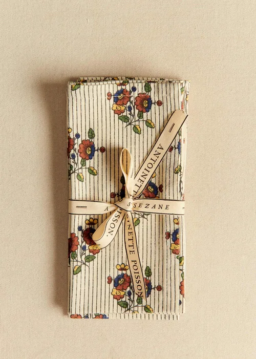 Set de 2 serviettes - Sézane x Antoinette Poisson - Imprimé Boutonnières