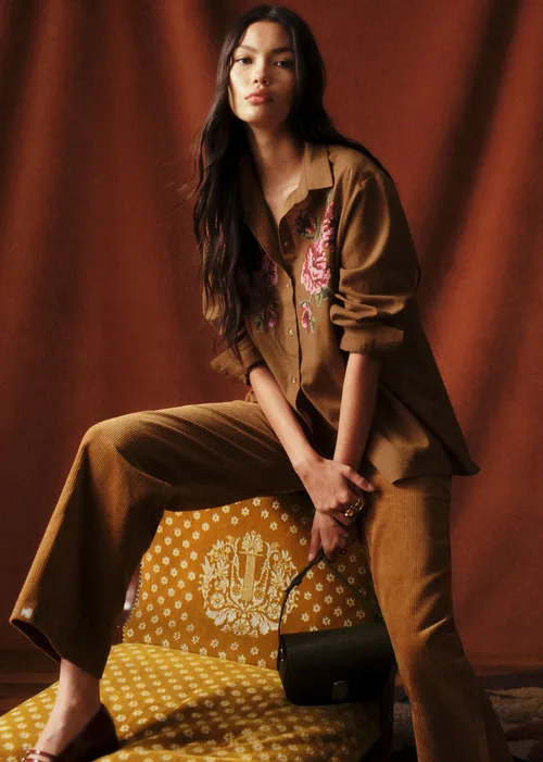 Chemise Jeanette - Sézane x Baziszt - Fleurs Multico Fond Café — image 3
