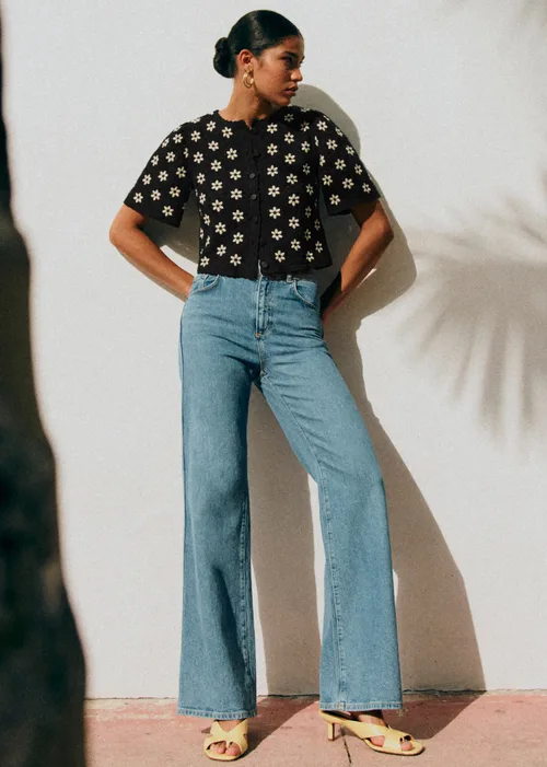 Chemise Lorna - Guipure Contrastée Noir Fleur Écru — image 3