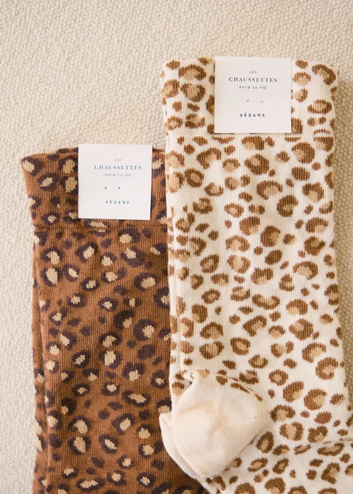 Chaussettes léopard - Léopard Marron — image 3