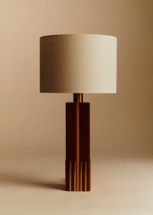 Lampe à poser vintage art déco - Bois et laiton