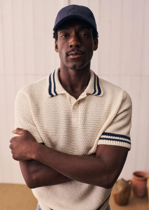 Polo Maille Aubin - Écru / Marine — image 2