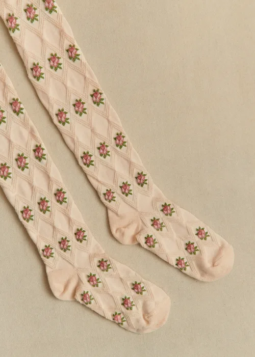 Collant Julia - Ecru Fleurs — image 3