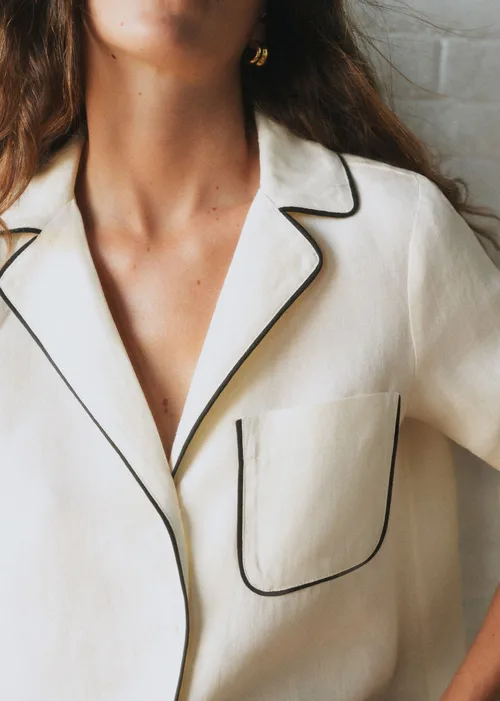Chemise JEANNIA - Ecru Passepoils Noir — image 3