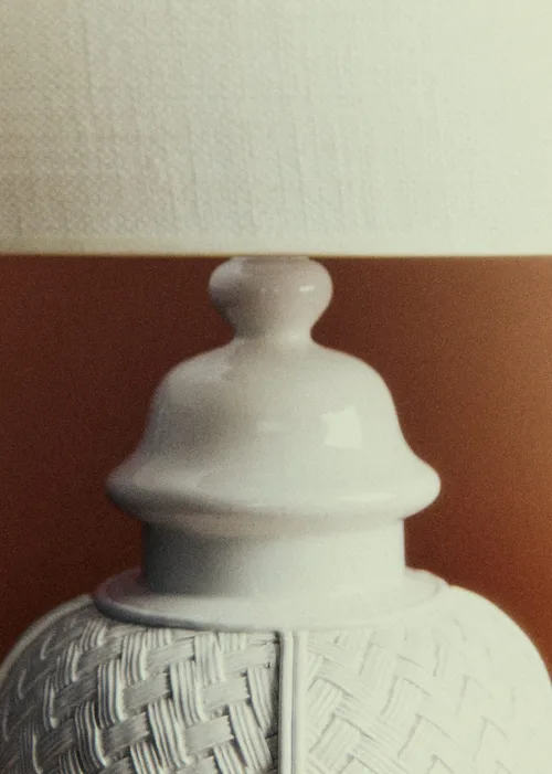 Lampe vintage céramique tressée blanche - Céramique — image 4