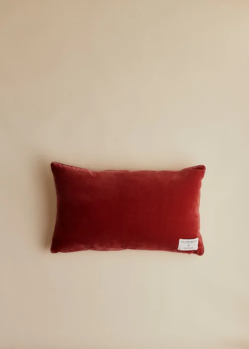 Coussin vintage velours blush - Petit modèle - Imprimé Roses Anciennes Fond Ocre — image 3