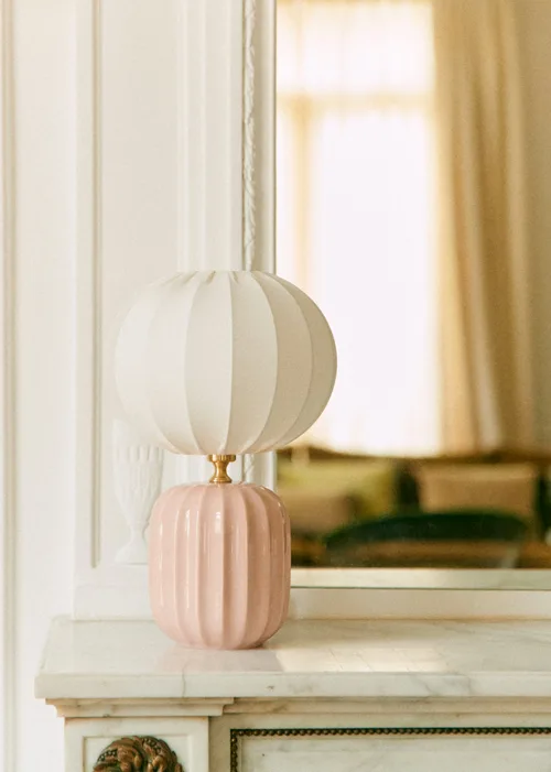 Lampe Traviata petit modèle - Rose - Abat-jour petit modèle - Sonate écru — image 2