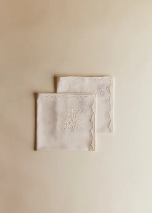 Set de 2 serviettes brodées - Dimanche au Jardin - Écru — image 4