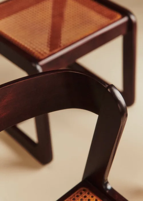 Lot de 4 chaises vintage par Willy Rizzo - Bois laqué et cannage — image 4