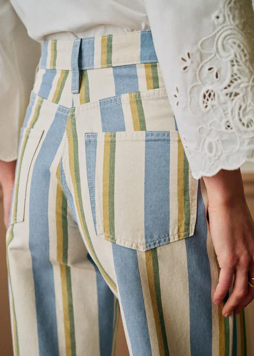 Pantalon Soan - Rayures Bleu Ecru Jaune — image 3