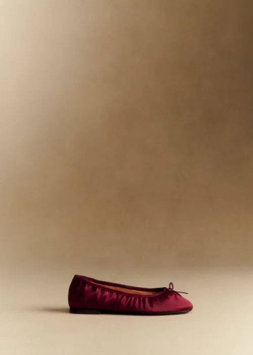 Ballerines Low Agathe - Bordeaux Satin Plissé — image 4