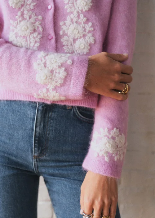 Gilet Laurine - Sézane x Sea NY - Lilas Broderies Écru — image 3