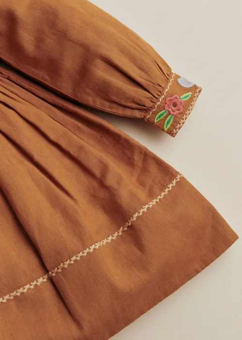Robe Lisha - Broderie Contrastée Fond Marron — image 4
