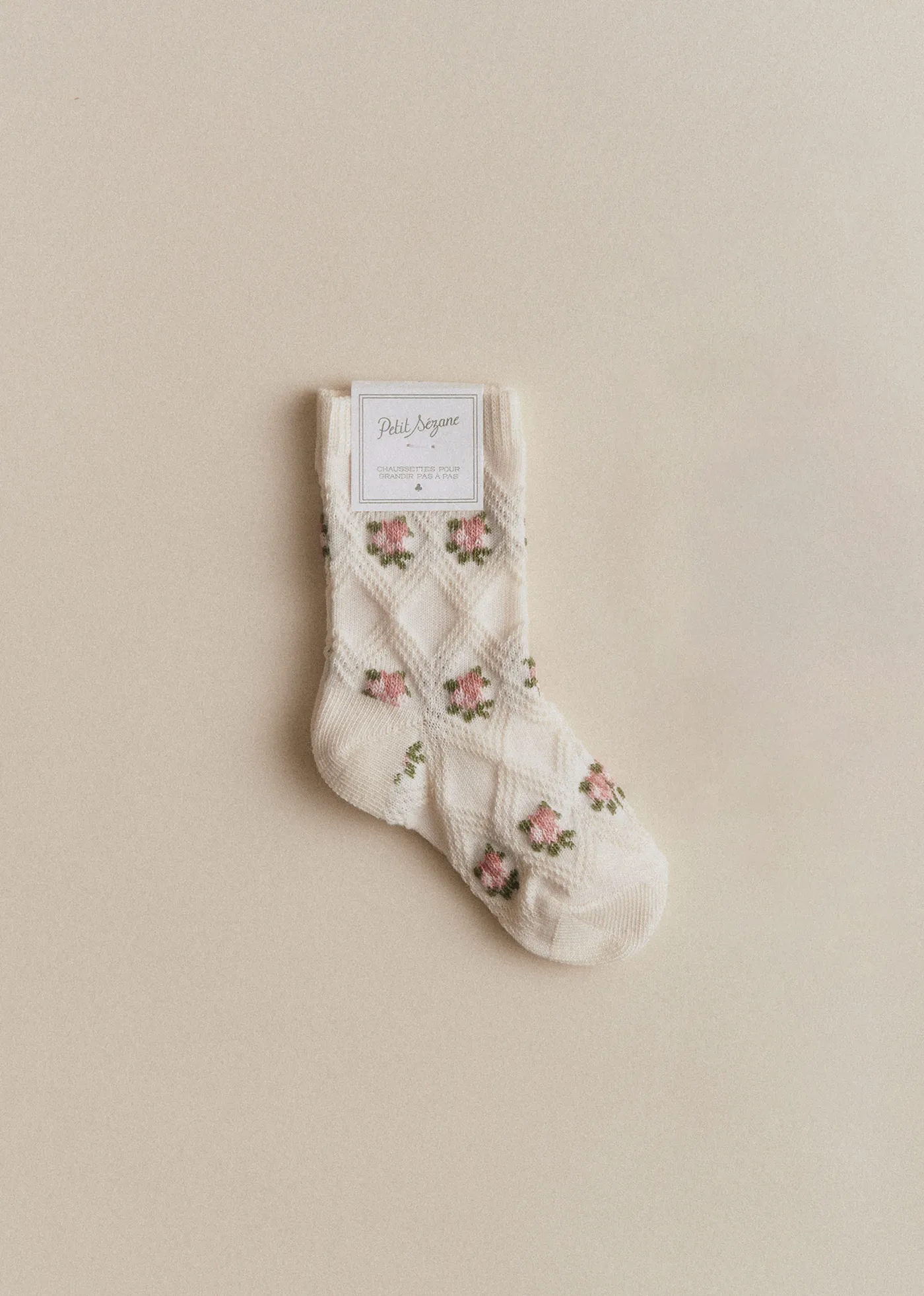 Chaussettes Julia - Écru fleurs