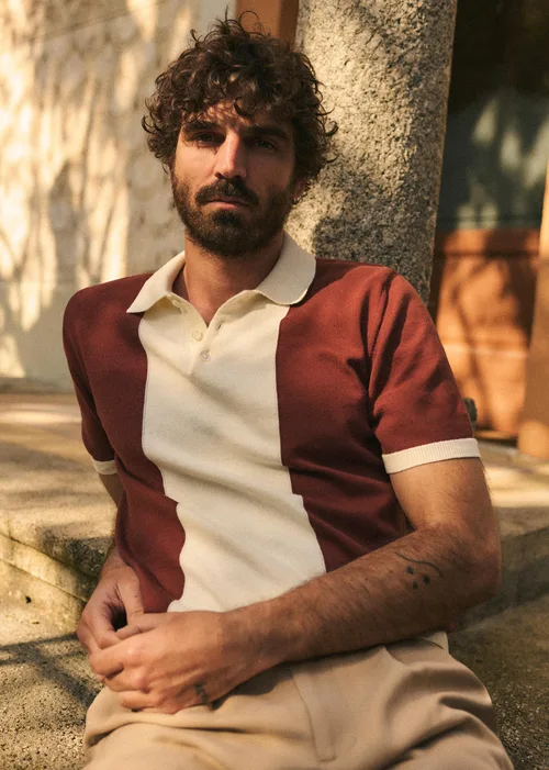 Polo Maille Tommaso - Rouille / Écru — image 3