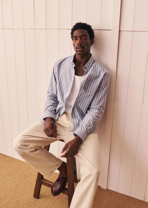 Chemise Charlie - Bleu Rayures Vert / Blanc — image 3