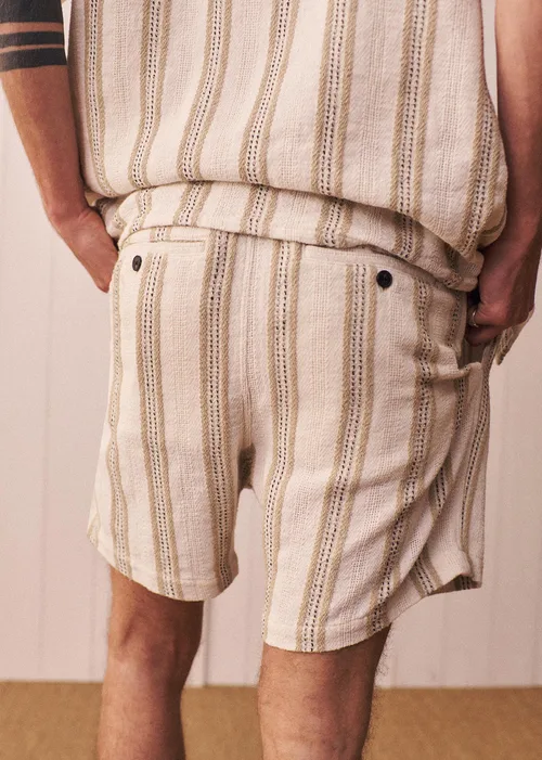 Short Priam Texturé - Écru Rayures Beiges — image 4