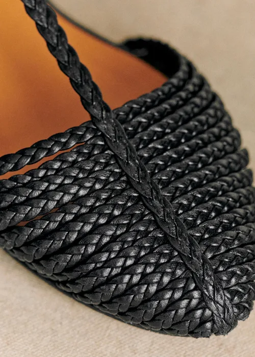 Sandales Low Aurore - Noir Lisse Tressé — image 3