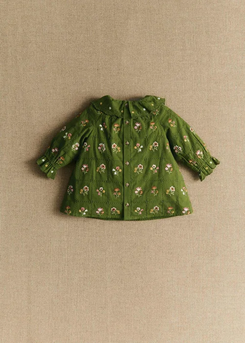 Robe Hélo - Olive / broderie herbier — image 3