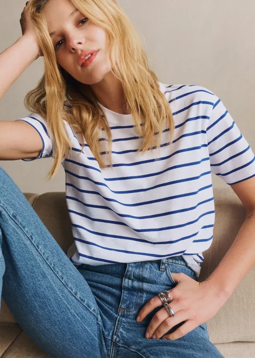 T-Shirt Conrad - Blanc / Bleu Vif — image 3