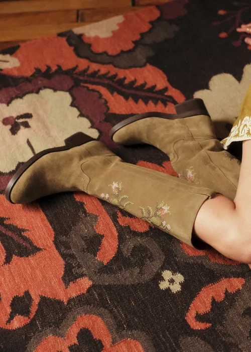 Bottes Low Katharina - Sézane x Baziszt - Beige Broderie — image 5