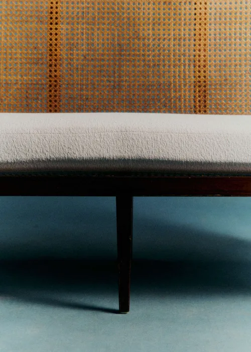 Banquette vintage noyer et cannage - Noyer et cannage — image 5