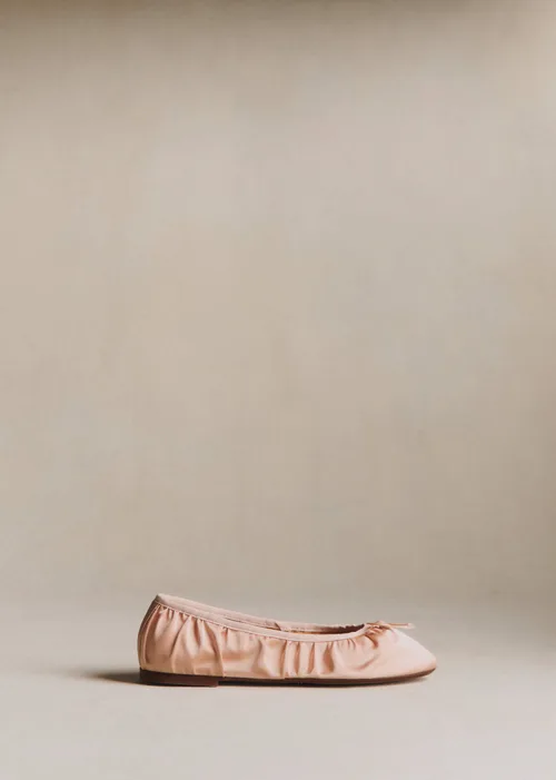 Ballerines Low Agathe - Rose Pâle Satin Plissé — image 3