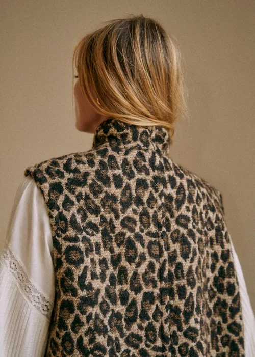 Veste Carlo - Jacquard Leopard brun - Création Rose — image 3