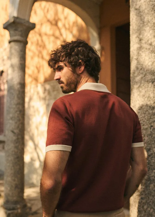 Polo Maille Tommaso - Rouille / Écru — image 2