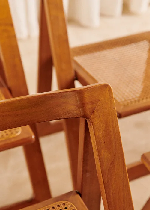 Lot de 6 chaises pliantes par Aldo Jacobert années 60 - Cannage — image 3