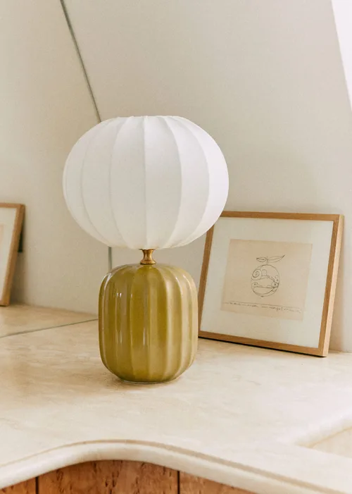 Lampe Traviata petit modèle - Vert olive - Abat-jour Sonate - Écru — image 4