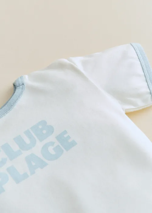 T-Shirt Club Plage - Ecru / Bleu ciel — image 3