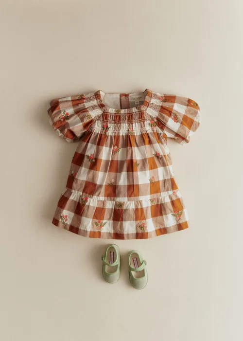 Robe Lucinda - Maxi Vichy Caramel / Ecru