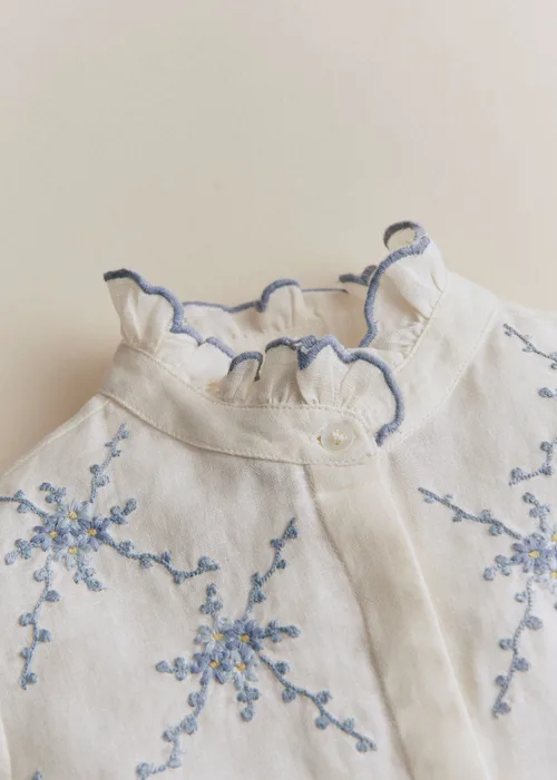 Chemise Ambre - Broderies Bouquets Bleus — image 3