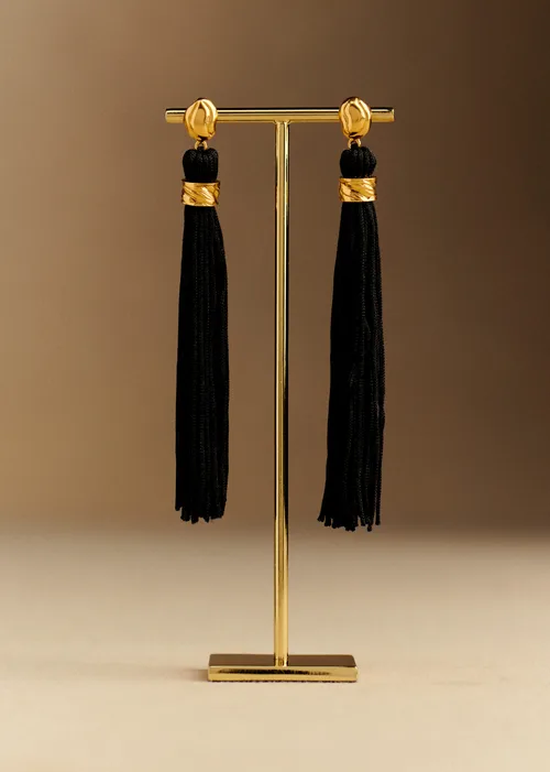Boucles d'oreilles Bella - Noir Doré — image 3