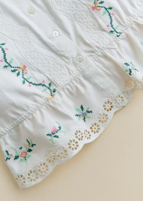 Chemise Henria - Sézane x SEA NY - Broderie Contrastée Mini Multico Fond Écru — image 4