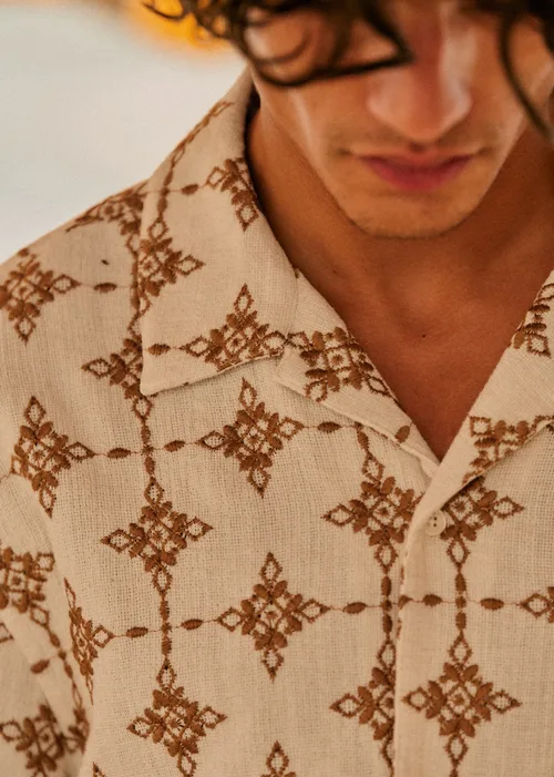 Chemise Holt - Naturel Broderie Camel — image 3