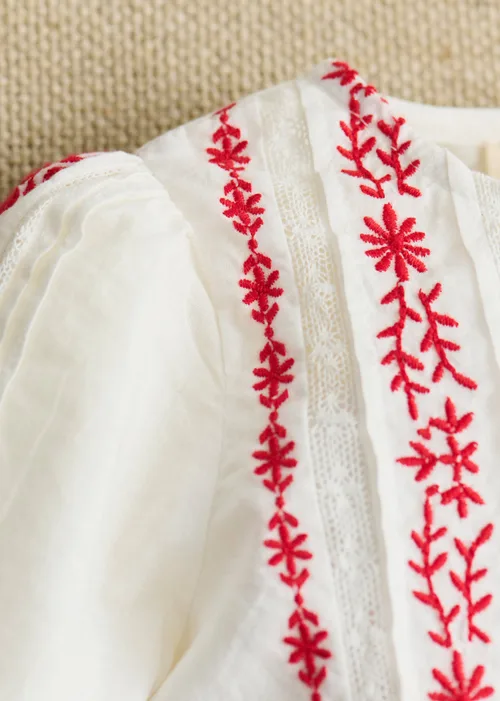 Chemise Charlina - Blanc / Broderie Rouge — image 3