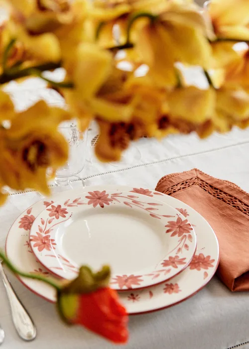 Set de 4 assiettes plates - Fleurs de Jardin - Terre de sienne — image 6