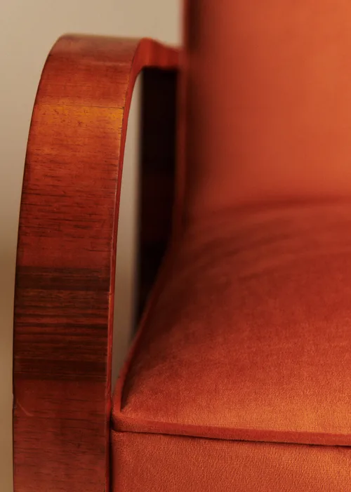 Fauteuil art déco vintage en alcanta - Orange — image 4