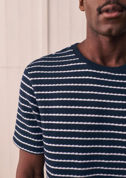 T-Shirt Varon - Marine Rayures Blanches — image 4