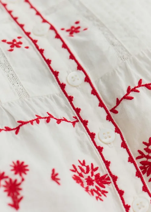 Chemise Charlina - Blanc / Broderie Rouge — image 3