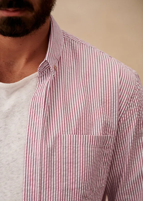 Chemise Charlie Seersucker - Blanc / Bordeaux — image 7
